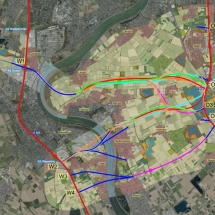 Ideen für Linienführungen der Rheinspange visualisiert