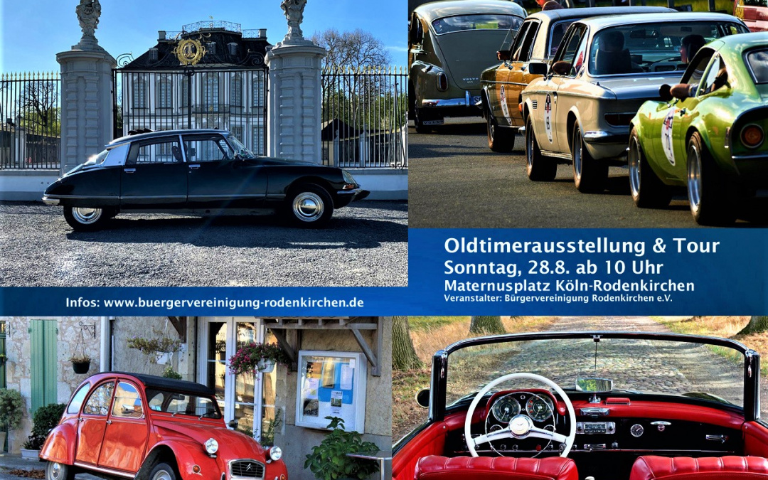 Oldtimerausstellung und Tour der Bürgervereinigung Rodenkirchen am 28.8.22