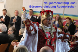 Das Dreigestirn der Altgemeinde Rodenkirchen auf dem Neujahrsempfang 2023 der Bürgervereinigung