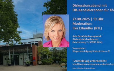 Kandidierende für das Oberbürgermeisteramt bei Diskussionsabend in Köln-Rodenkirchen