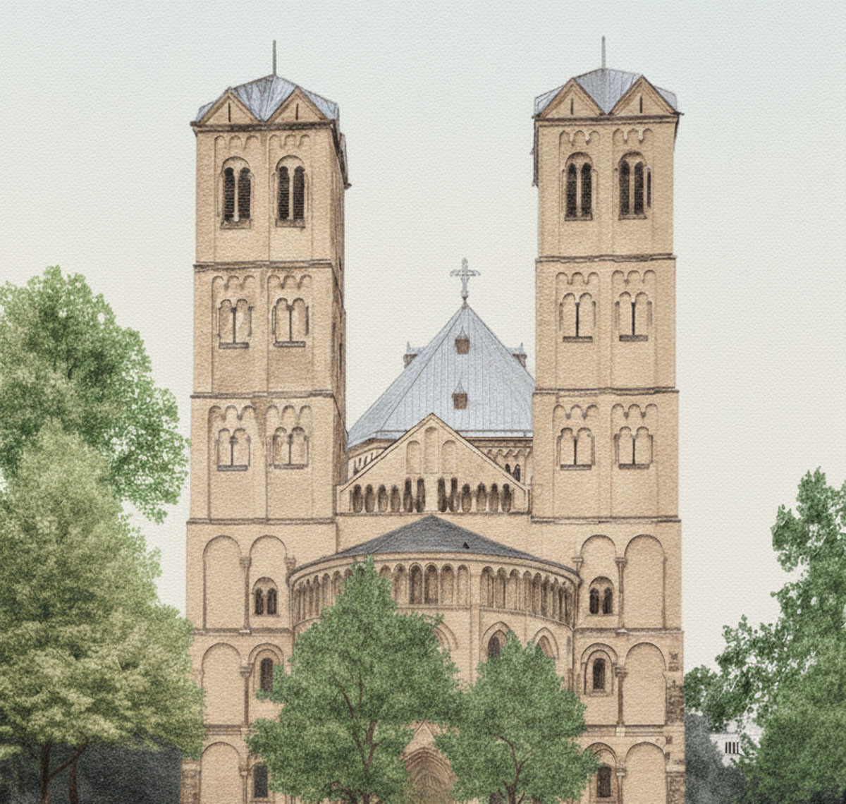 St. Gereon Kirche Köln von KI gezeichnet