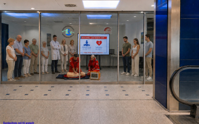 Leben retten! Gesundheitsnetzwerk Köln-Süd erklärt Reanimation mit Defibrillator für medizinische Laien am 15.7.